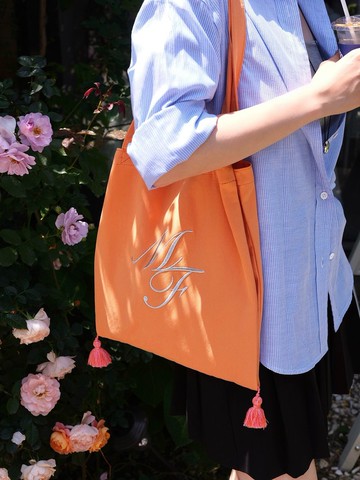 陽光橙  少女流蘇帆布包 雙口袋容量翻倍