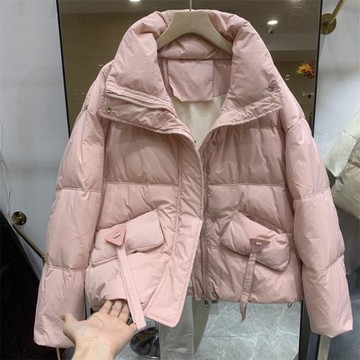 歐貨羽絨服女短款今年漂亮流行冬季立領加厚加厚白鴨絨面包服外套