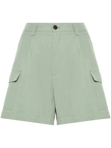 Woolrich - pleated cargo shorts - women - Viscose/Linen/Flax - 26 - Green