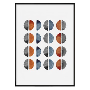 幾何半圓 藝術掛畫  40 x 30cm  黑色