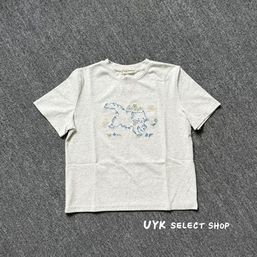 【 UYK 】現貨推薦🔥超柔軟親膚貓咪刺繡灰色短t
