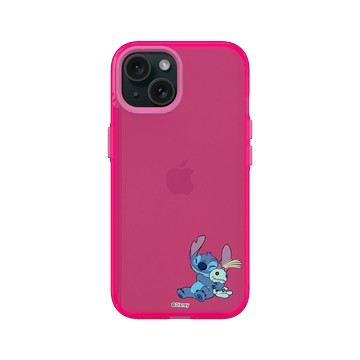 iPhone 15 Clear 粉漾桃 - 迪士尼-史迪奇 Disney Stitch - 史迪奇 - 迷你史迪奇與Scrump