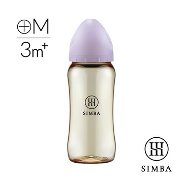 小獅王辛巴 蘊蜜鉑金PPSU寬口防脹氣奶瓶360ml(紫芙) 附M十字奶嘴