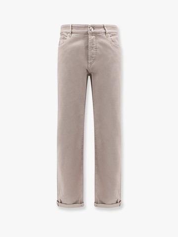 Stretch cotton trouser with back logo patch - BRUNELLO CUCINELLI - gender_Man