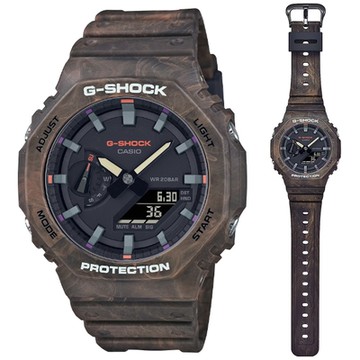 CASIO卡西歐 G-SHOCK 魔幻神秘森林雙顯錶 GA-2100FR-5A 咖啡