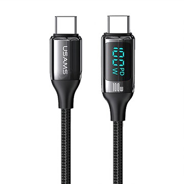 USAMS 優勝仕 Type-C-Type-C 數顯快充線 100W  黑色  1條  1.2m