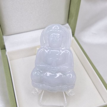 冰潤紫羅蘭 正裝觀音吊墜 | 天然緬甸玉A貨翡翠