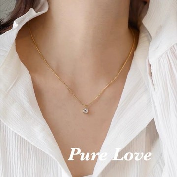 Pure Love樂芙 /正韓 鈦鋼【316L醫療鋼】G01176六爪鋯石小圓珠鎖骨鏈 短項鏈 / 金
