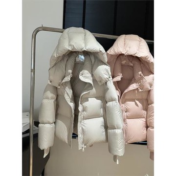爆2025冬季新款90白鵝絨羽絨服女短款加厚泡芙云朵小個子面包外套