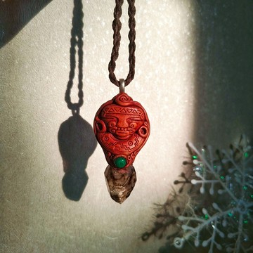 🦉智慧守護者墜0925-8號 南美藝術家手作系列 煙晶、孔雀石 設計飾品/項鍊