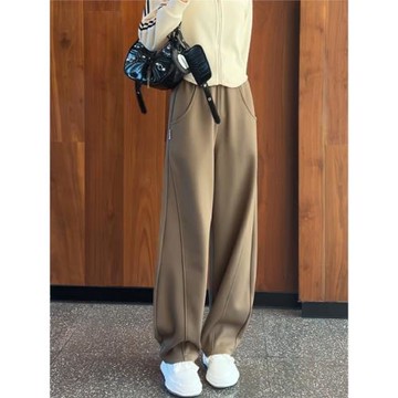 窄版香蕉褲女2026春秋新款寬松運動衛褲小個子高腰垂感休閑闊腿褲