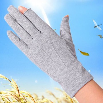 新款秋全棉手套男女通用薄款開車駕駛透氣防滑防曬釣魚露二指手套