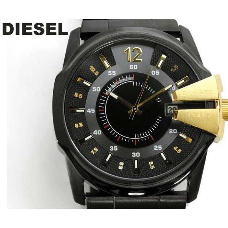 DIESEL ディーゼル 腕時計 メンズ ブラック ゴールド 黒 金 カジュアル