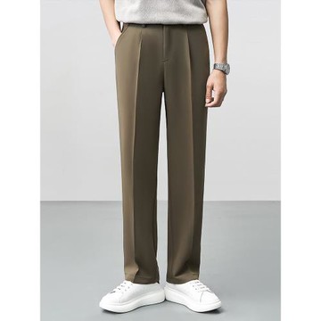 夏季薄款冰絲涼感男士休閑褲垂墜感寬松西裝褲子男褲長褲子高級感