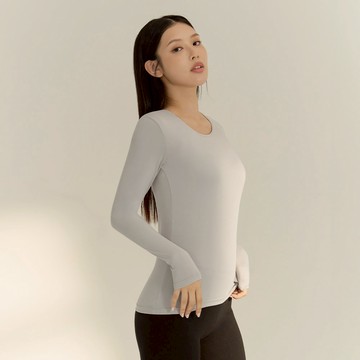 短絨磨毛輕量保暖衣-圓領 - S / 海鹽灰