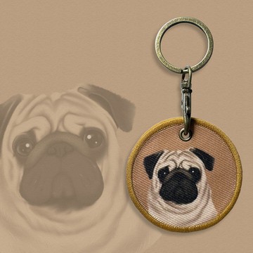 Q毛 鑰匙圈 布章鑰匙圈 巴哥 悠遊卡 悠遊卡鑰匙圈 狗狗鑰匙圈 狗