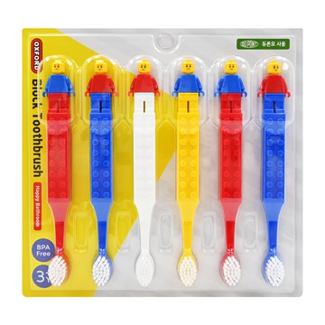 OXFORD 樂高造型兒童牙刷 Set 6支 不含BPA  紅色+藍色+黃色+白色  1組