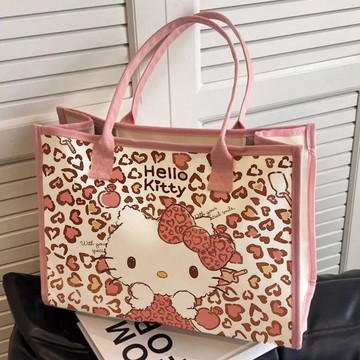 臺灣現/🎀帆布包 單肩包 手提包kitty帆布包托特ins森系百搭單肩大容量裝書學生上課通勤手提布袋