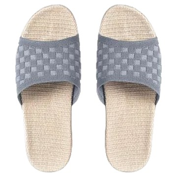 SHIMOYAMA 和風亞麻編織防滑室內拖鞋 格紋款  25.5cm  紳士灰  1雙