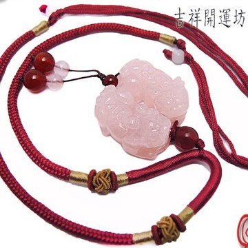 【吉祥開運坊】貔貅項鍊【招財最佳商品 粉水晶貔貅 含項鍊繩】開光加持 擇日