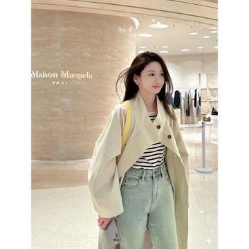 白色中長款風衣外套女2025春秋新款小個子高級感超好看赫本風開春