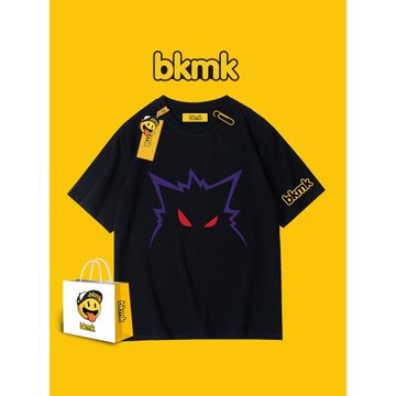 bkmk日系潮牌卡通耿鬼印花短袖t恤男2025年夏季純棉寬松情侶體恤