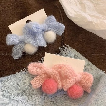 【臺灣發貨】銀針耳環 秋冬軟糯糯毛綫針織 2025新款 甜美少女心 高級百搭 耳環耳夾