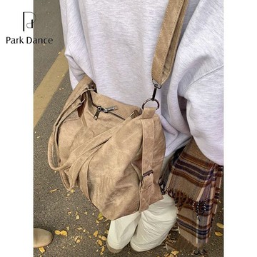Bag House👜 PARK DANCE休閒斜挎包大容量韓版複古通懃託特包女百搭手提旅行包