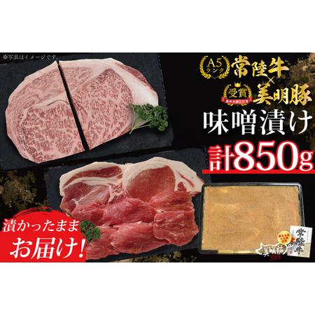 ふるさと納税 DT-41常陸牛味噌漬け350ｇ＋美明豚500ｇ（ロース200g・ヒレ300ｇ） 茨城県行方市