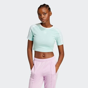 adidas 愛迪達 短袖上衣 女 三葉草 亞規 3 S BABY TEE 藍綠 JD0306