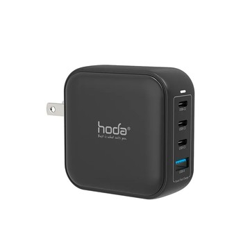 hoda 100W GaN氮化鎵智慧方型四孔極速智能充電器 (內附100W C to C充電線)