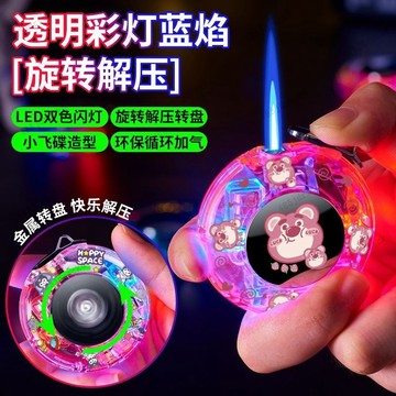 🔥桃園有貨🔥造型打火機🔥網紅高顏值火燄打火機 新款抖音衕款網紅防風充氣打火機個性創意解壓卡通圓形旋轉點火機 4B6K