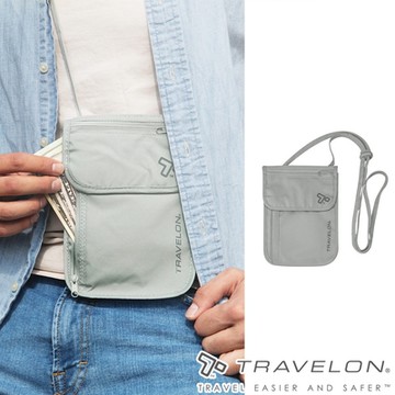 【Travelon美國防盜包】RFID BLOCKING隱藏式錢包TL-12998灰/出國旅遊/貼身隨行包/掛頸式