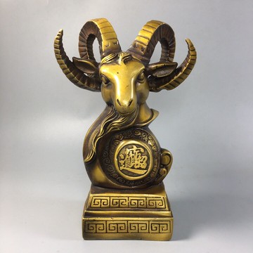 招財進寶純銅十二生肖羊擺件大號銅錢生肖羊擺設風水家居客廳裝飾
