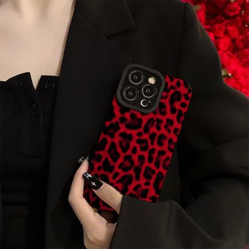 黑紅豹紋適用蘋果16手機殼iphone16新款16promax高級15感硅膠13女款12防摔plus軟殼pro鏡頭全包x超火高品質14