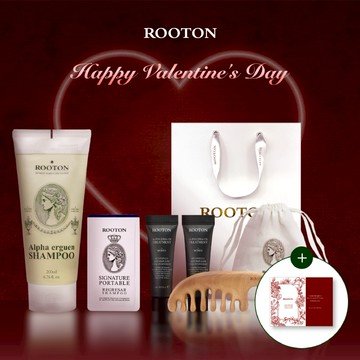 快速出貨【ROOTON】情人節快樂！甦活植萃洗髮精200ml+喚活海藻洗髮精5ml+護髮素10ml x2+甦活養髮梳+棉麻束口袋+情人節小卡+燙金禮袋(情人節禮物)