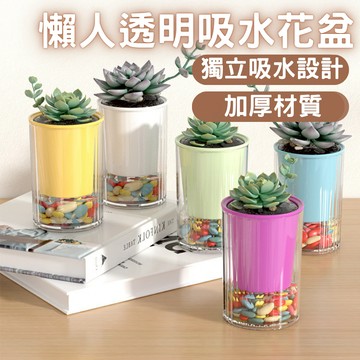 懶人透明吸水花盆 多肉迷你花盆 透明吸水盆 居家小擺飾 自吸水懶人盆 陽台桌面 簡約風 免澆水 仿玻璃 多肉盆 花盆