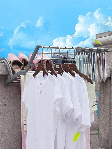 窗外陽台晾曬架 陽台曬鞋架晾曬架掛欄桿窗外暖氣片晾衣架毛巾桿不銹鋼窗戶外掛架 【CM7650】