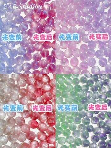 懶貓DIY💎 光變葡萄珠變色細閃貓眼樹脂散珠串珠diy手機鏈包掛鑰匙圈材料