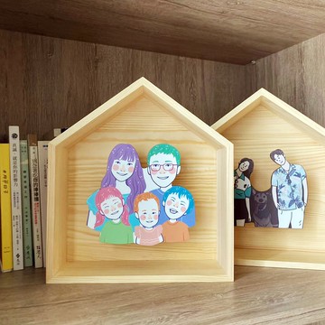 【情人節禮盒】客製 Cola系列插畫: 情侶/家人/寵物插畫相框