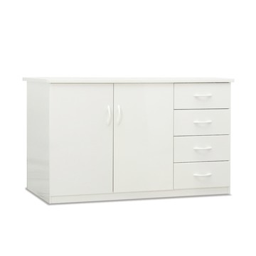 ASSARI-防潮防蛀塑鋼緩衝雙門四抽碗盤櫃(寬125x深43x81c白色