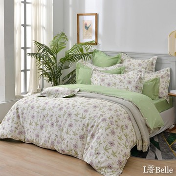 【Great Living格蕾寢飾】義大利La Belle 靜謐香居 特大純棉四件式防蹣抗菌吸濕排汗兩用被床包組