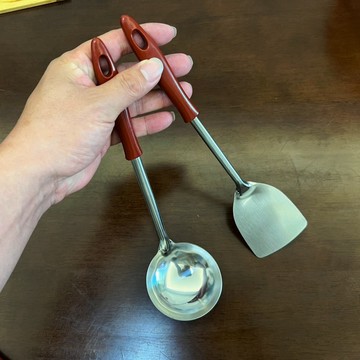 鍋剷 迷你 不鏽鋼 家用炒菜剷子廚房烹飪 幹鍋鐵板仿木柄