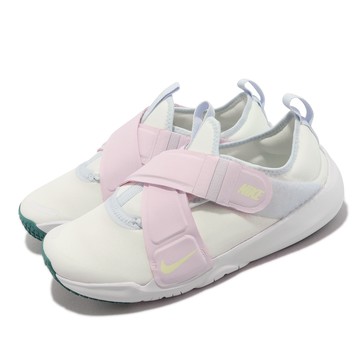 [ACS] Nike 休閒鞋 Flex Advance PS 童鞋 中童 白 粉紫 套入式 交叉束帶 CZ0186-100