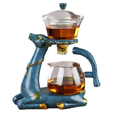 一鹿有你 自動磁吸泡茶器 Set 火箭速配  藍色福鹿  1組