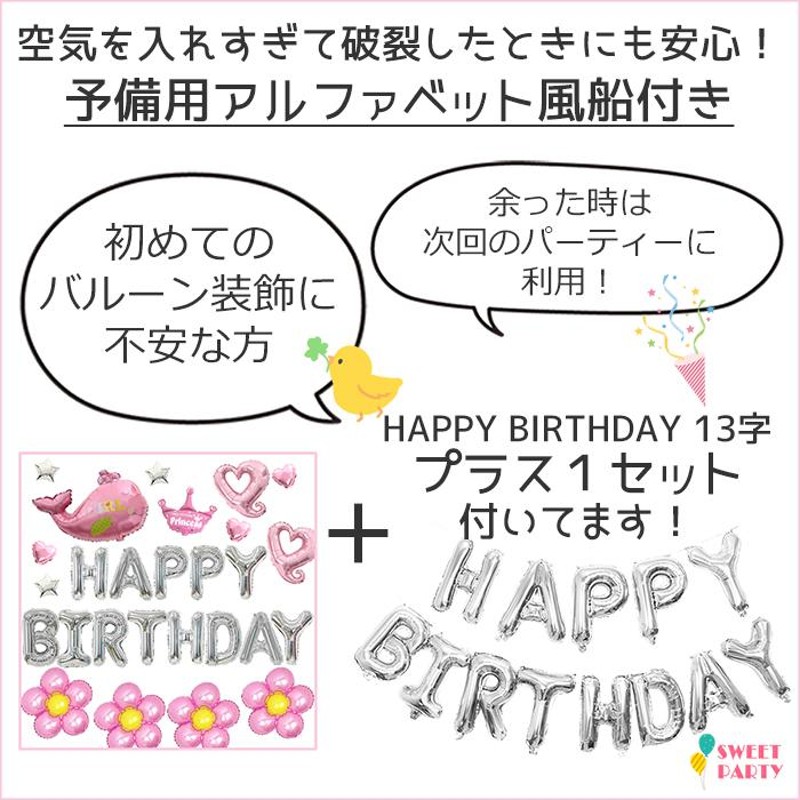 誕生日 飾り付け バルーン 誕生日 風船 子供 かわいい キッズ 女の子 飾り付け 100日祝い ハーフバースデー ヘリウムガス 浮く セット 空気入れ  パーティー | LINEショッピング