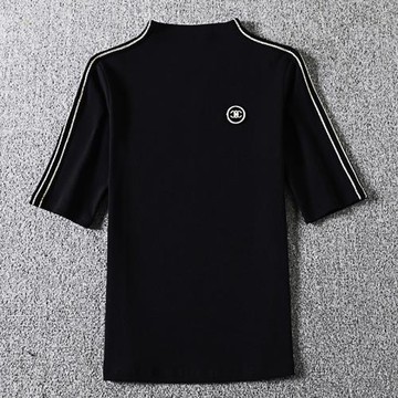 2025年秋季款女裝中袖打底衫 歐洲站純棉半高領短袖時尚洋氣t恤女