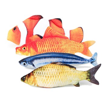 貓玩具 【晴安居】PP棉絨布逗貓仿真魚 喵星人磨爪玩樂抱枕-2入