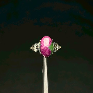 紅綠寶戒指 | 紅寶黝簾石 天然紅綠寶 寶石戒指 925純銀 活圍 E18-39