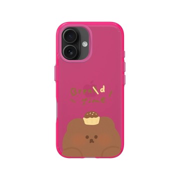 iPhone 16 Clear 粉漾桃 - 布朗尼 annnbrownie - 麵包派對（巧克熊款）